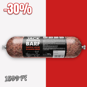 Jack BARF Pulyka-lazac-marha menü 500g
