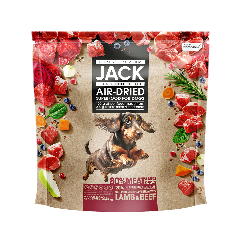 Jack AirDried száraztáp, bárány-marha 2,5 kg