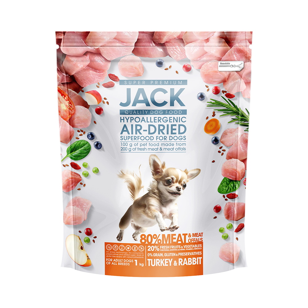 Jack AirDried száraztáp, hipoallergén, pulyka-nyúl 1 kg
