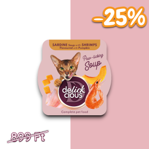 DELICKCIOUS™ SZARDÍNIÁS LEVES RÁKKAL ÉS SÜTŐTÖKKEL ÍZESÍTVE 80g