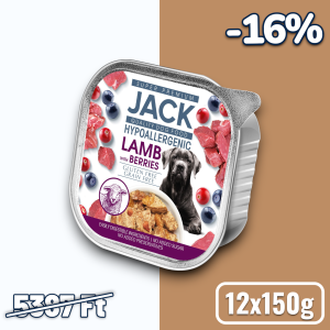 Jack hipoallergén pástétom 150g bárányhús bogyós gyümölcsökkel