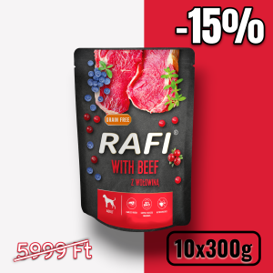 RAFI kutya pástétom marha, vörös- és kék áfonyával alutasak 300g