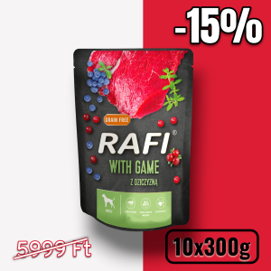 RAFI kutya pástétom vad, vörös- és kék áfonyával alutasak 300g
