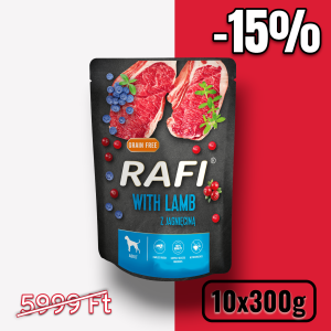 RAFI kutya pástétom bárány, vörös- és kék áfonyával alutasak 300g