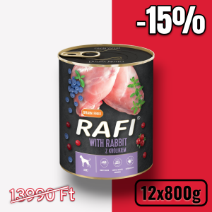 RAFI kutya pástétom nyúl, vörös- és kék áfonyával konzerv 800g
