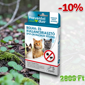 PREVENTOL DUO spot-on macskáknak (1-20kg) bolha, kullancs riasztó